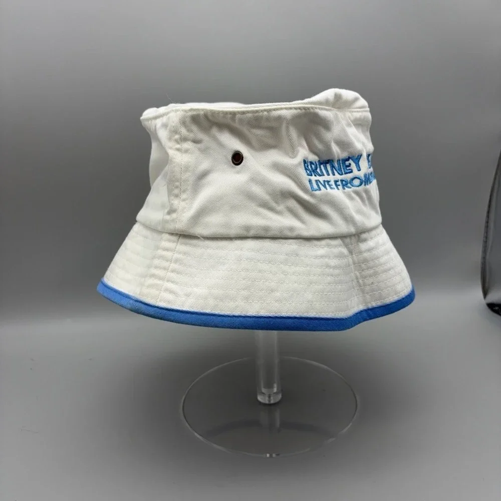Britney Spears Bucket Hat Womens OS White Blue HBO Y2K Pop Star Las Vegas